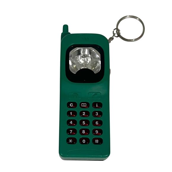 Vintage 90s Cell Phone Keychain Block/Brick Phone Plastic Green DOES NOT WORK - Picture 1 of 7